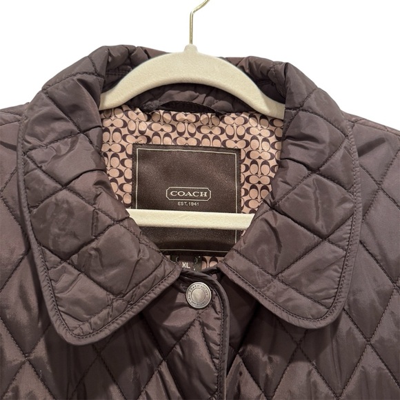 Coach Diamond Quilted Signature C Barn Puffer Jacket Equestrian Classic Brown XL - Picture 4 of 16